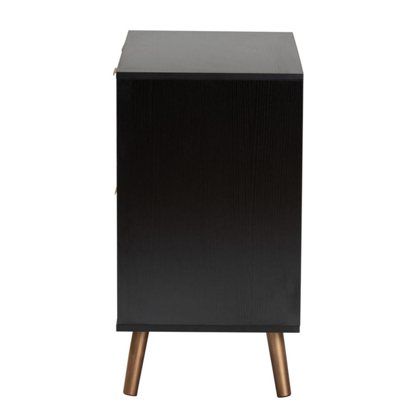 Richardson Mid-Century Transitional Two-Tone Black and Natural Brown Finished Wood 2-Drawer Storage Cabinet