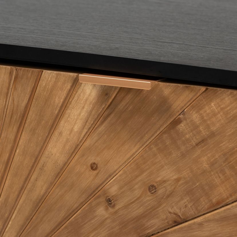 Richardson Mid-Century Transitional Two-Tone Black and Natural Brown Finished Wood 2-Drawer Storage Cabinet