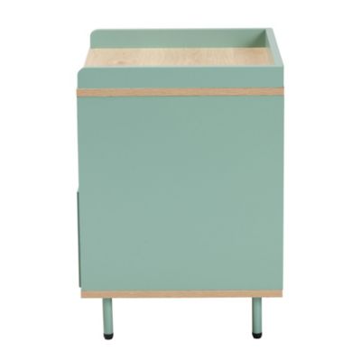 Tavita Mid-Century Modern Two-Tone Mint Green and Oak Brown Finished Wood 1-Drawer End Table