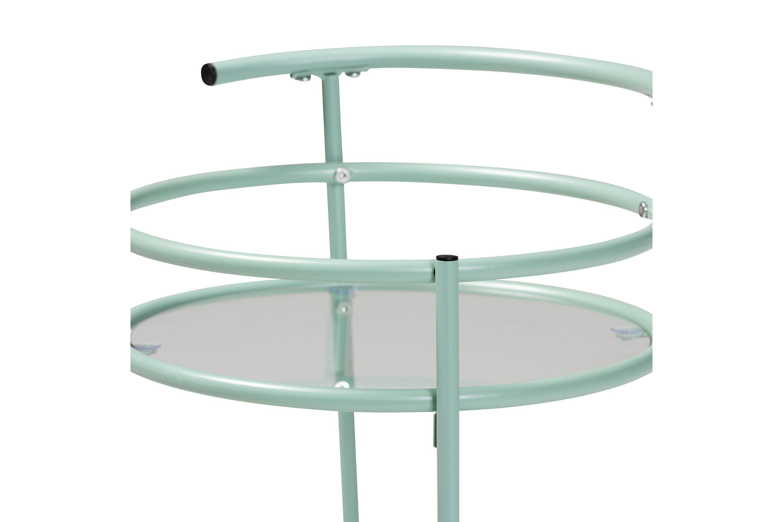 Newell Mid-Century Modern Mint Green Finished Metal 2-Tier Kitchen Cart