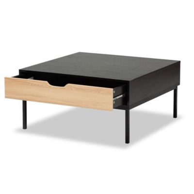 Haben Modern and Contemporary Two-Tone Oak Brown and Black Finished Wood Coffee Table