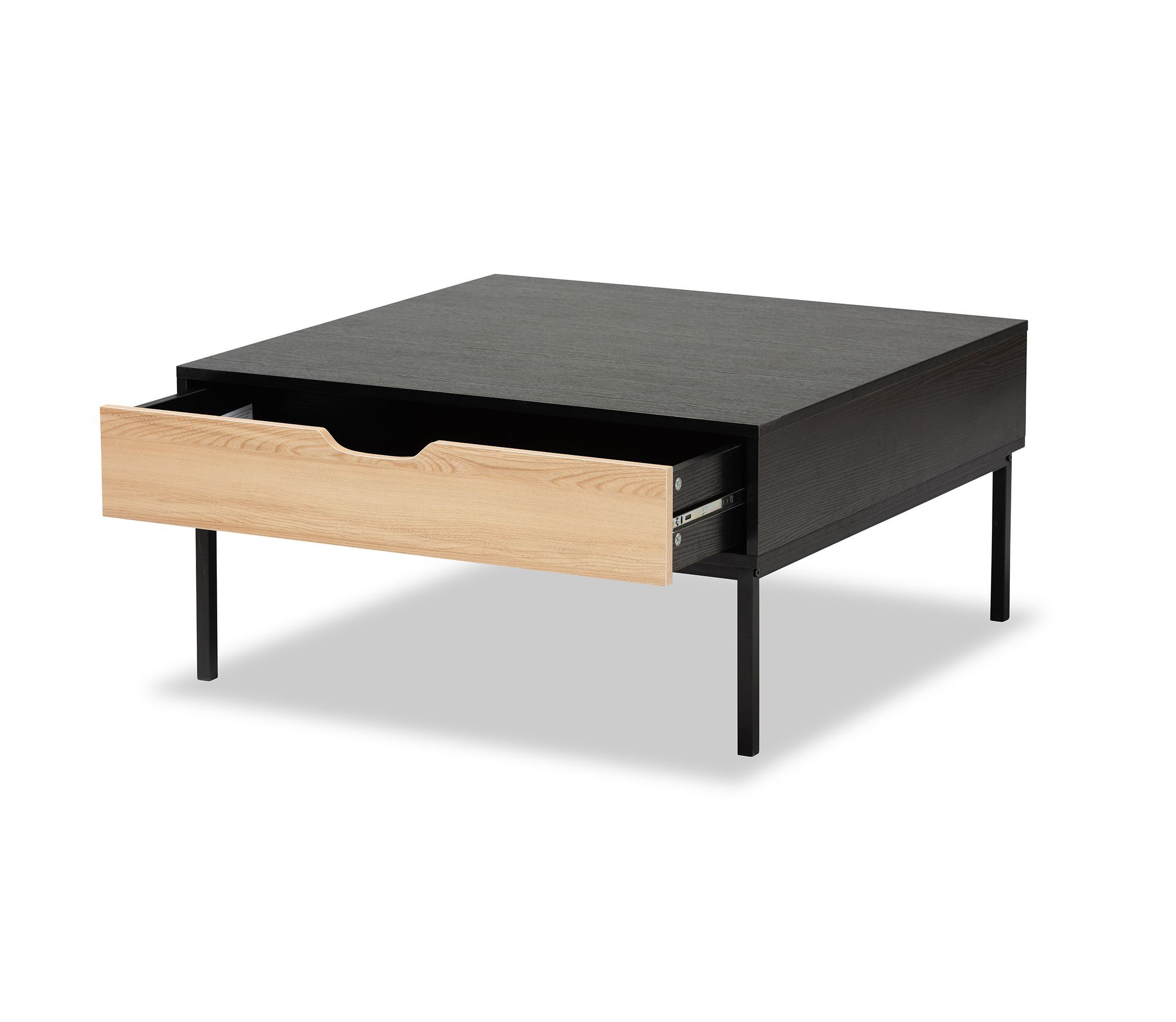 Haben Modern and Contemporary Two-Tone Oak Brown and Black Finished Wood Coffee Table