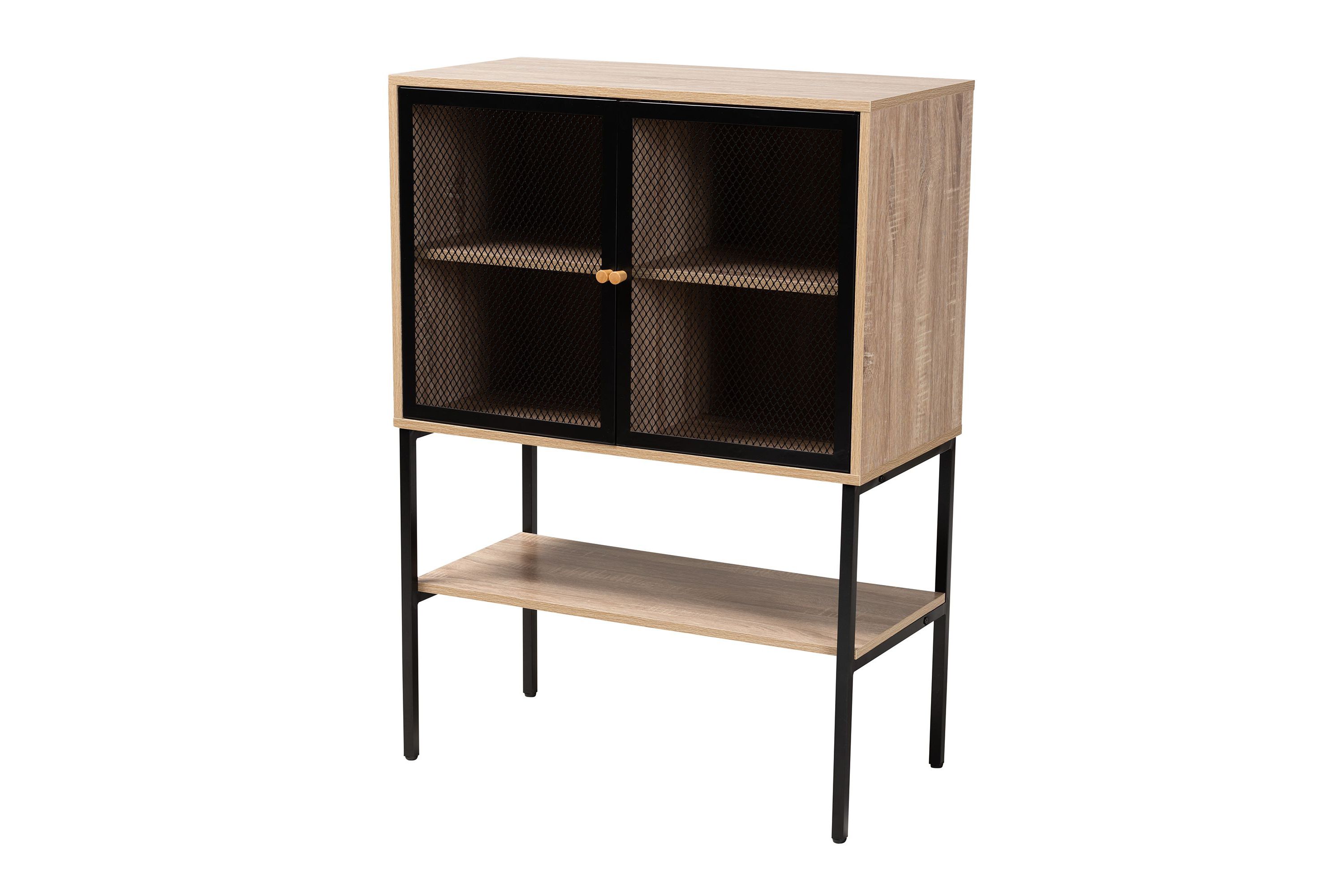 Asher Modern Industrial Natural Brown Finished Wood and Black Metal 2-Door Sideboard