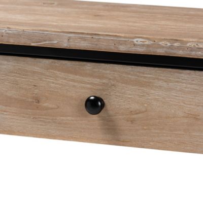 Silas Modern Industrial Natural Brown Finished Wood and Black Metal 2-Drawer Console Table