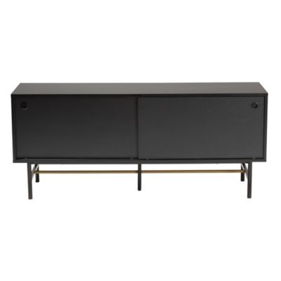 Truett Modern Dark Brown Finished Wood and Two-Tone Black and Gold Metal TV Stand