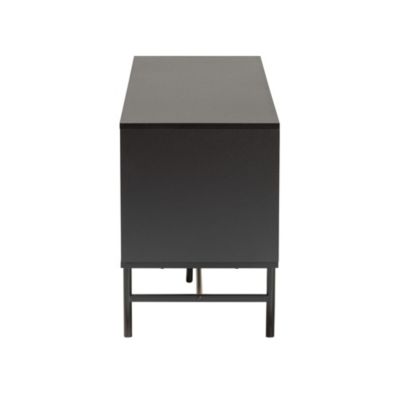 Truett Modern Dark Brown Finished Wood and Two-Tone Black and Gold Metal TV Stand