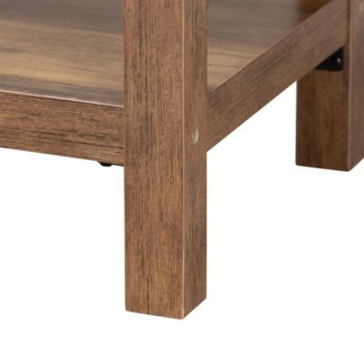 Rumi Modern Farmhouse Natural Brown Finished Wood and Black Metal Console Table