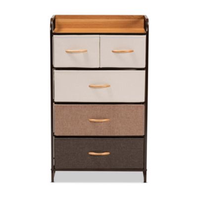 Volkan Modern Multi-Colored Fabric Upholstered and Black Metak 5-Drawer Storage Cabinet