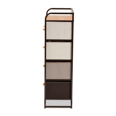 Volkan Modern Multi-Colored Fabric Upholstered and Black Metak 5-Drawer Storage Cabinet