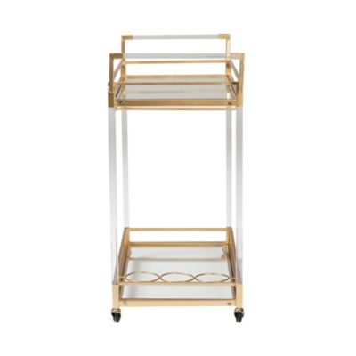 Savannah Contemporary Glam and Luxe Gold Metal and Glass Wine Cart