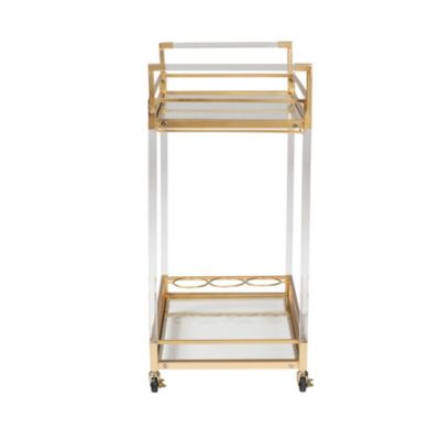 Savannah Contemporary Glam and Luxe Gold Metal and Glass Wine Cart