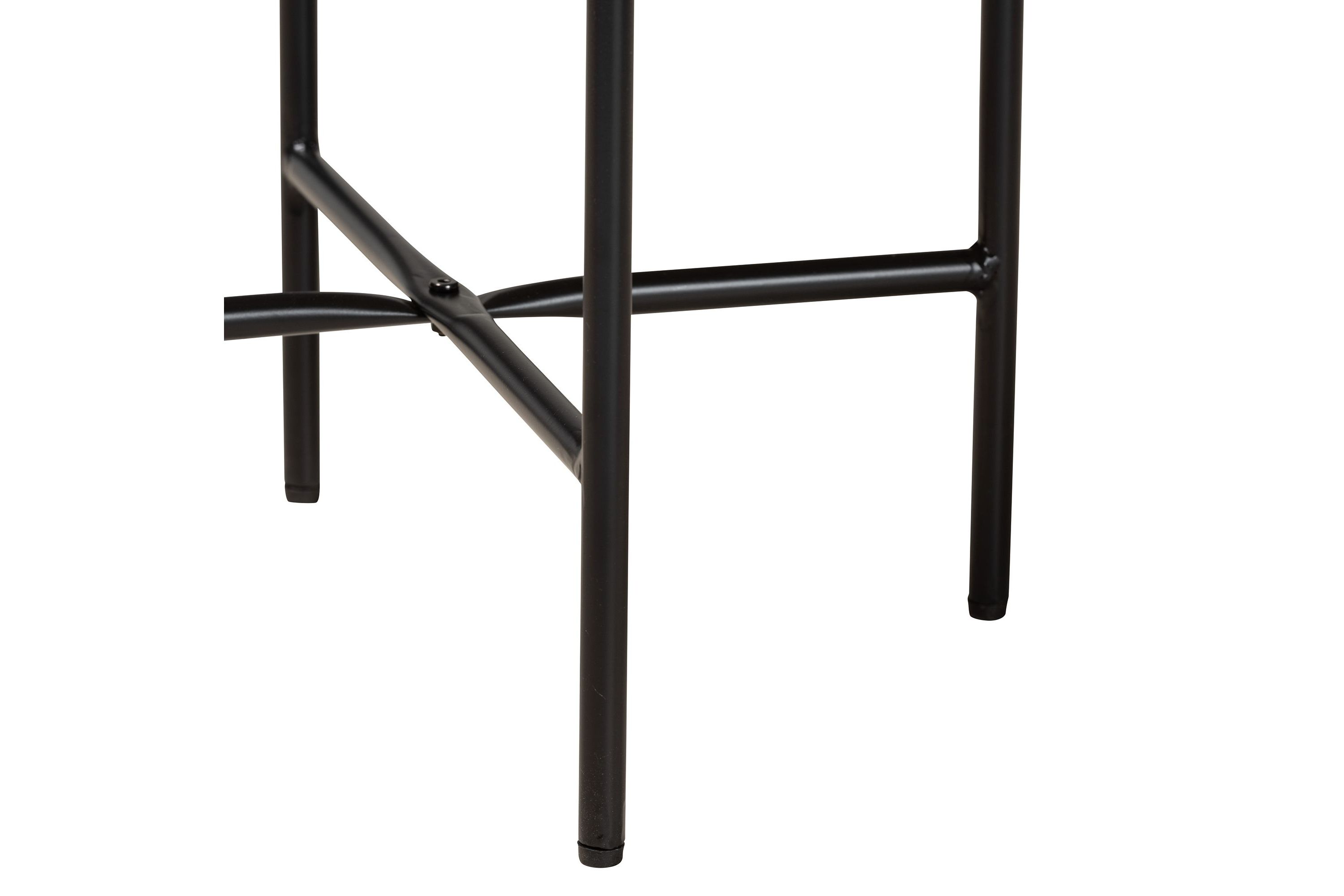 Savion Modern Industrial Walnut Brown Finished Wood and Black Metal End Table