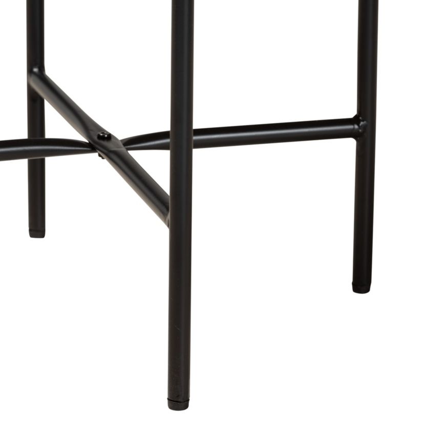 Savion Modern Industrial Walnut Brown Finished Wood and Black Metal End Table