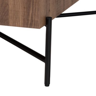 Savion Modern Industrial Walnut Brown Finished Wood and Black Metal Coffee Table