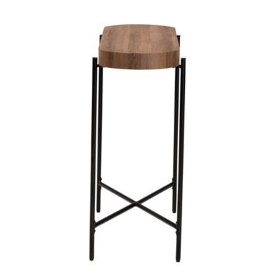 Savion Modern Industrial Walnut Brown Finished Wood and Black Metal Console Table