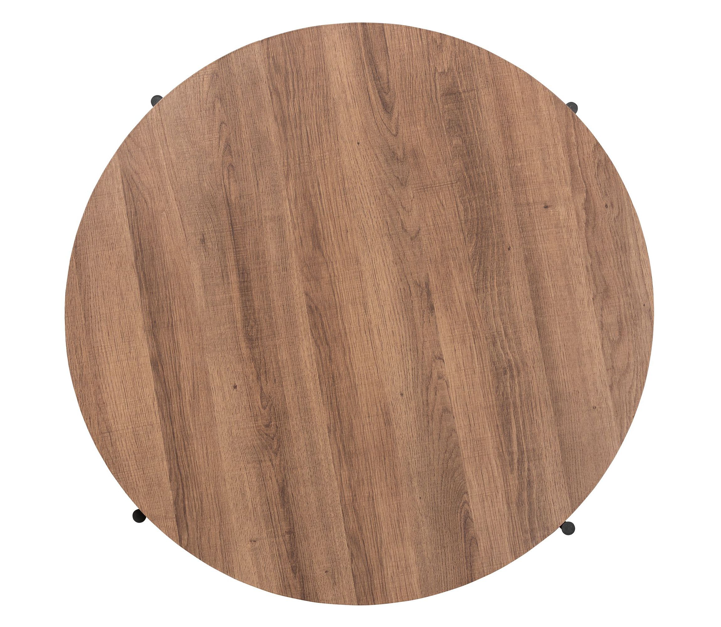 Umar Modern Industrial Walnut Brown Finished Wood and Black Metal Coffee Table