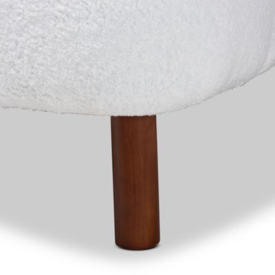 Cabrera Modern and Contemporary White Boucle Upholstered and Walnut Brown Finished Wood Accent Chair