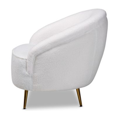 Urian Modern and Contemporary White Boucle Upholstered and Gold Finished Metal Accent Chair