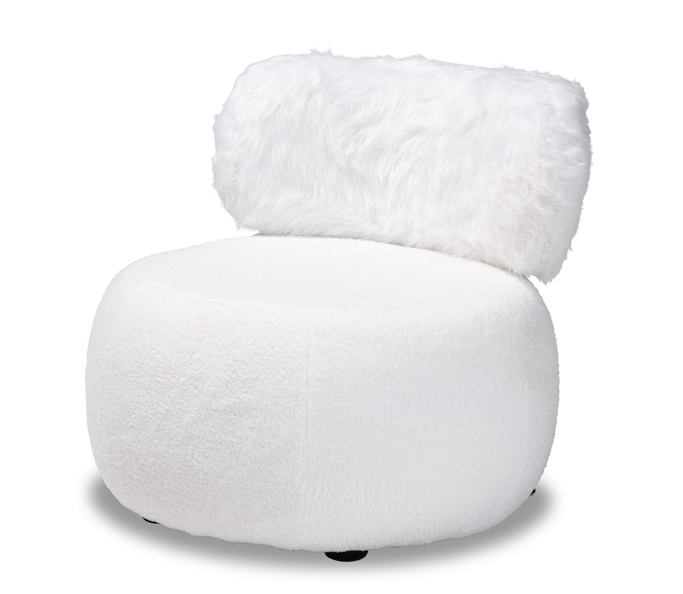 Tayla Modern and Contemporary White Fabric Upholstered and Black Metal Accent Chair