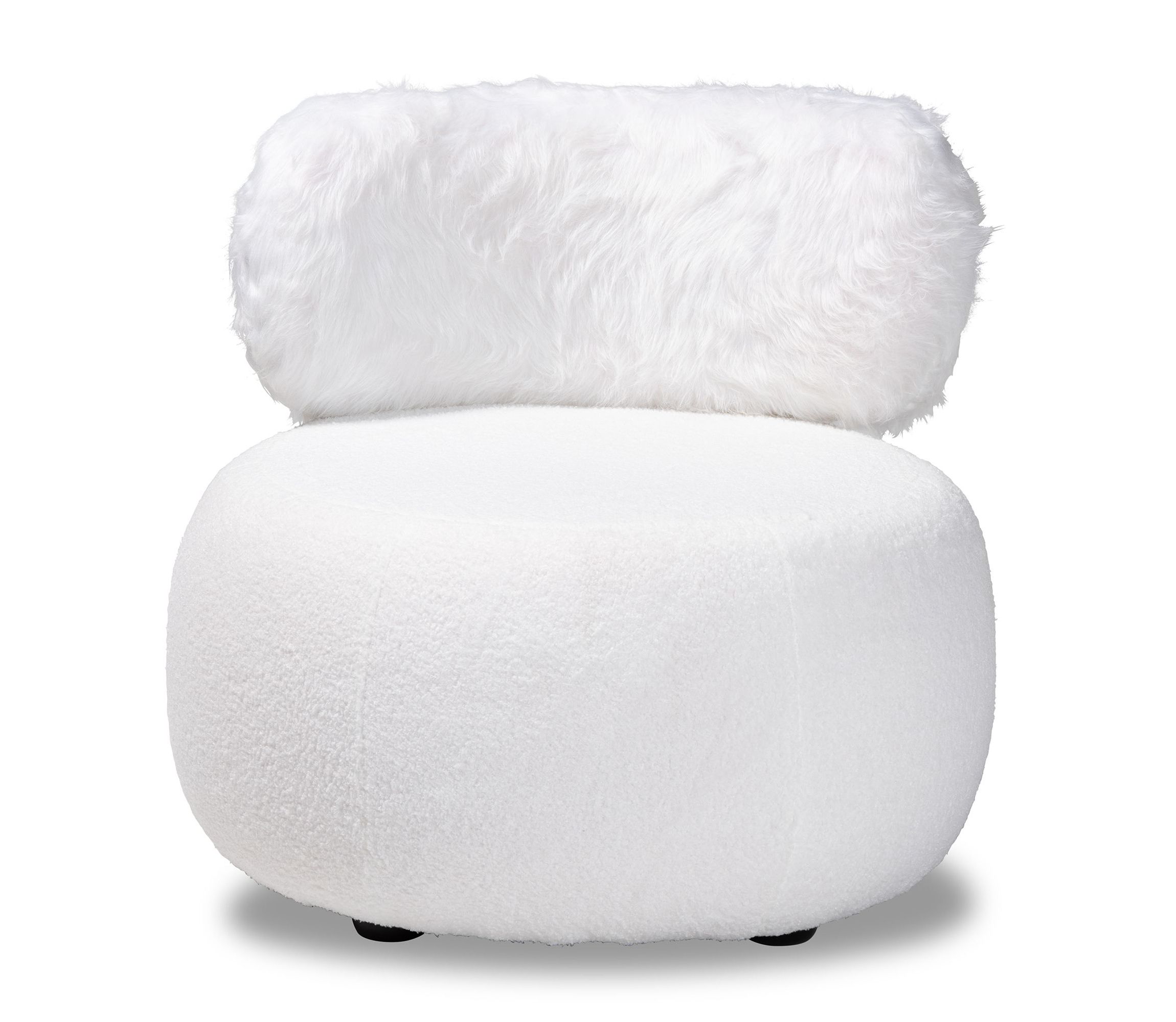 Tayla Modern and Contemporary White Fabric Upholstered and Black Metal Accent Chair