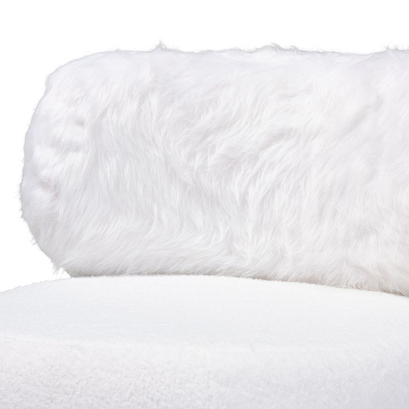 Tayla Modern and Contemporary White Fabric Upholstered and Black Metal Accent Chair