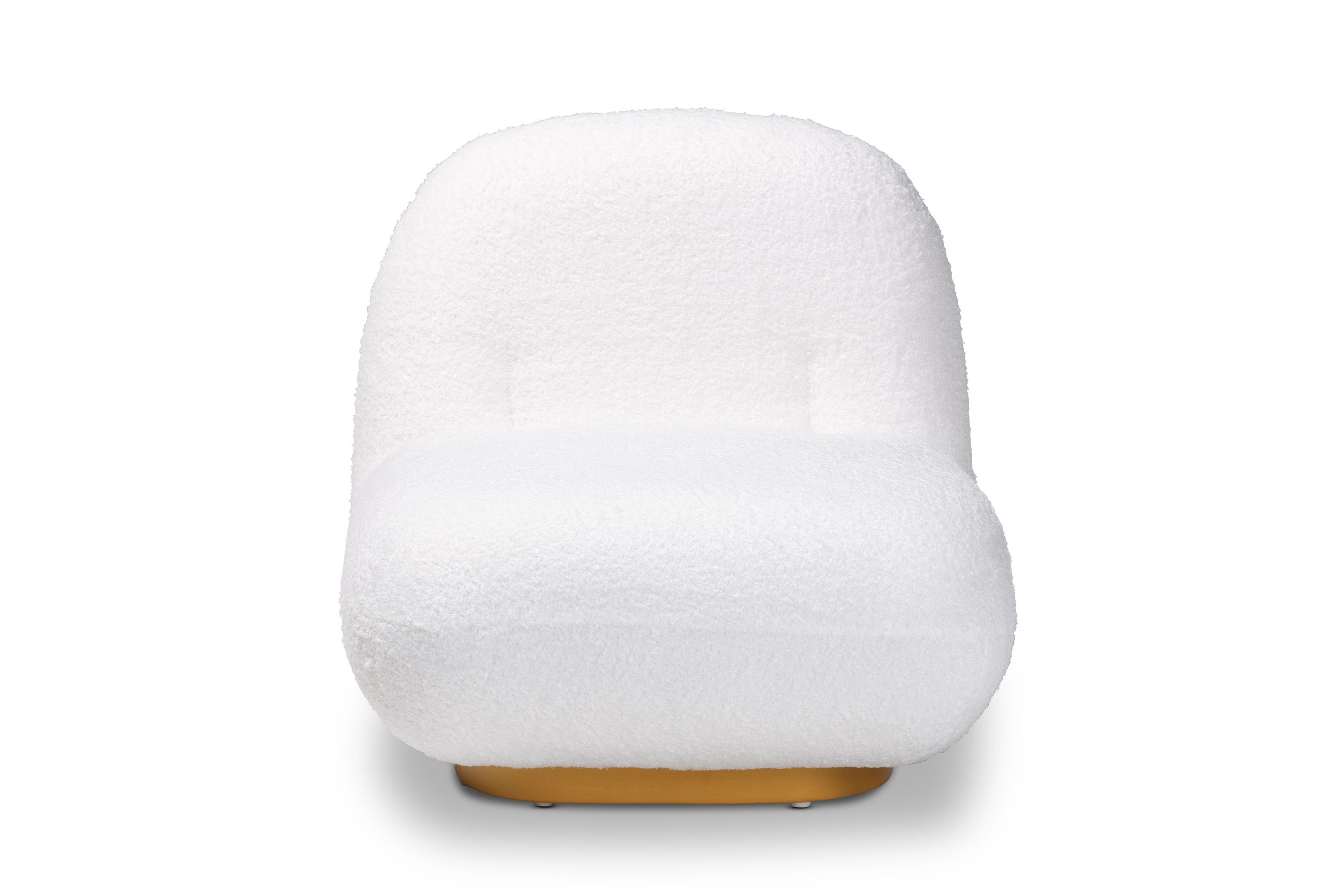 Paiva Modern and Contemporary White Boucle Upholstered and Brushed Gold Finished Accent Chair