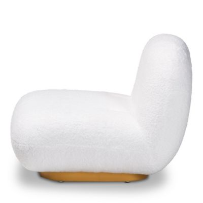 Paiva Modern and Contemporary White Boucle Upholstered and Brushed Gold Finished Accent Chair