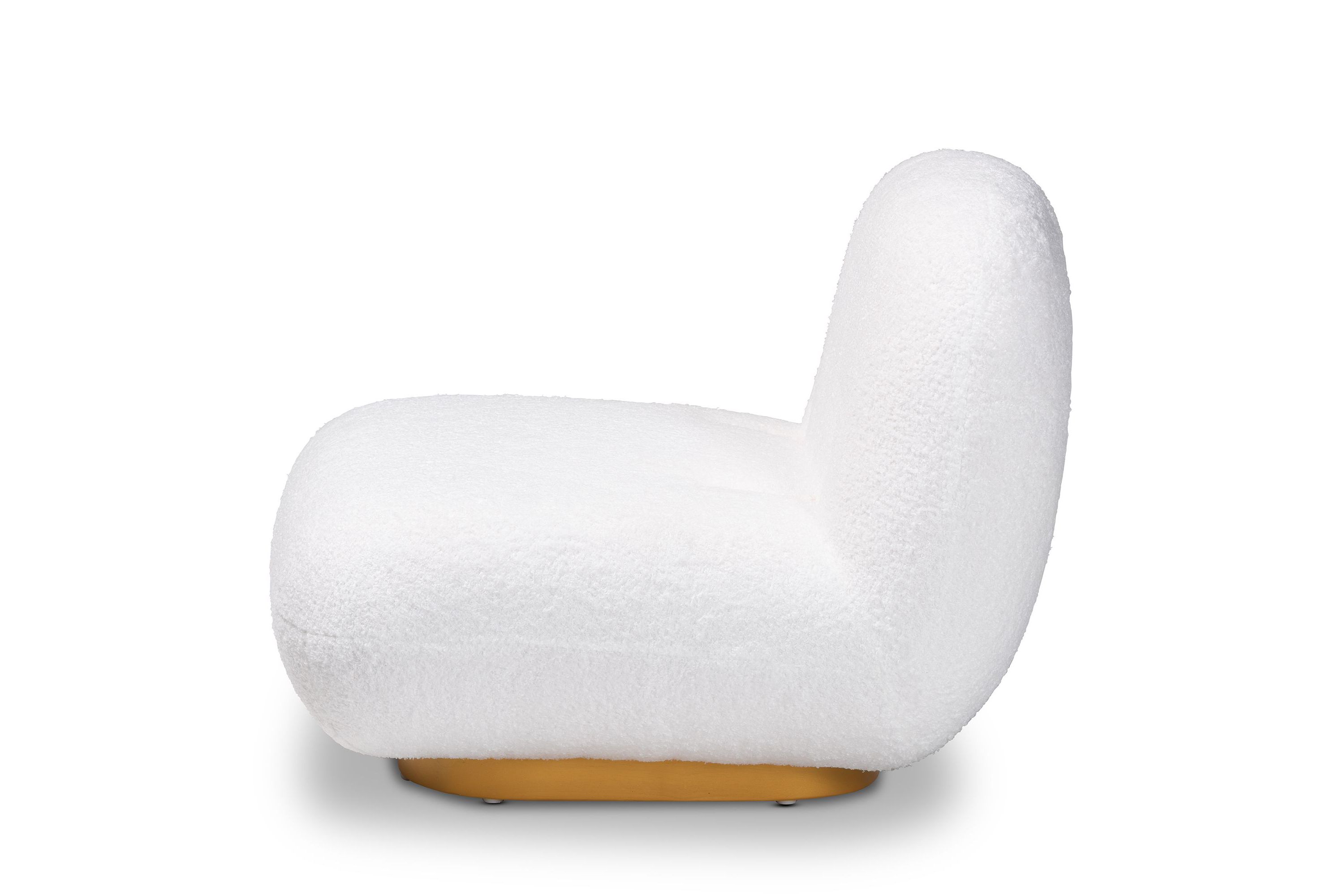 Paiva Modern and Contemporary White Boucle Upholstered and Brushed Gold Finished Accent Chair