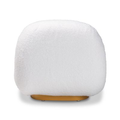 Paiva Modern and Contemporary White Boucle Upholstered and Brushed Gold Finished Accent Chair