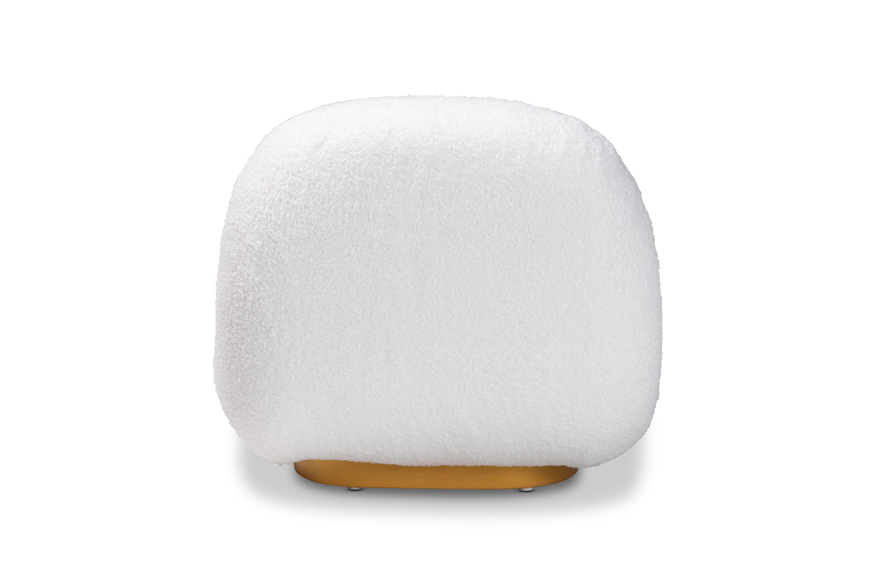 Paiva Modern and Contemporary White Boucle Upholstered and Brushed Gold Finished Accent Chair