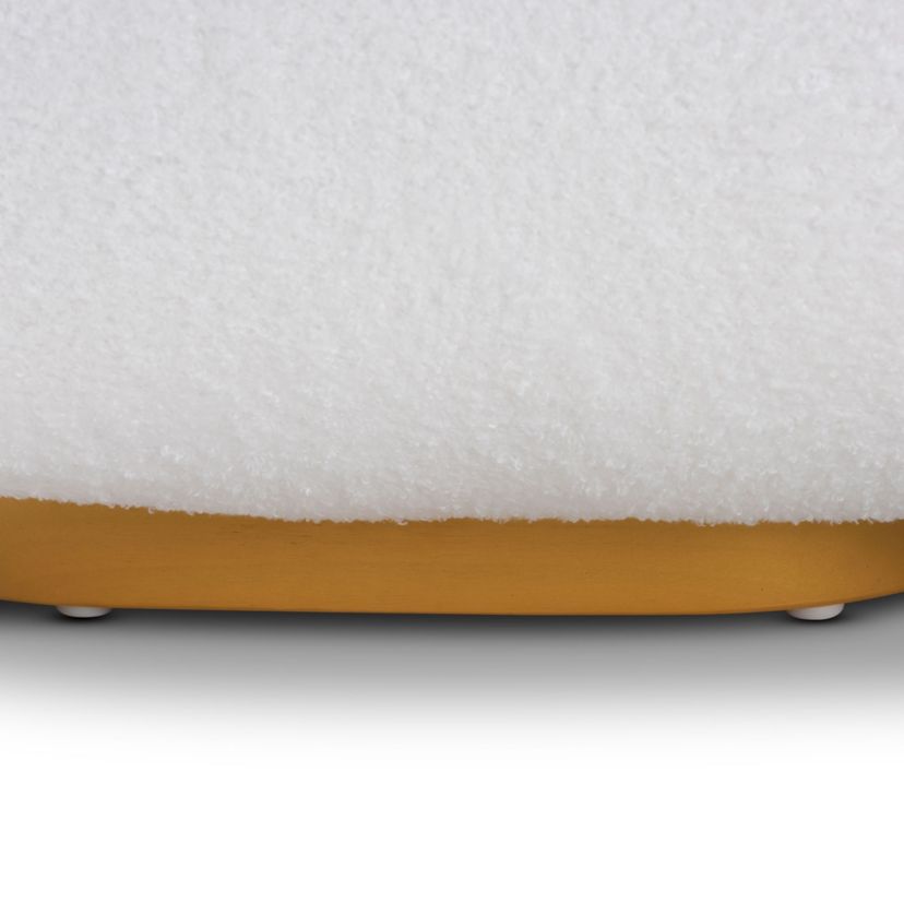 Paiva Modern and Contemporary White Boucle Upholstered and Brushed Gold Finished Accent Chair
