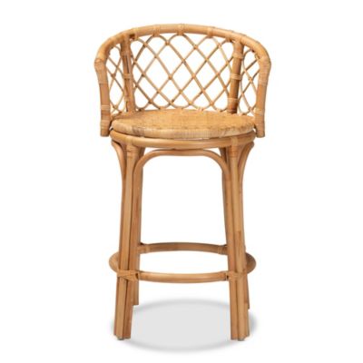 Orchard Modern Bohemian Natural Brown Rattan Counter Stool