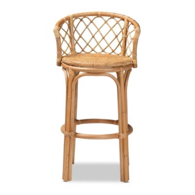 Orchard Modern Bohemian Natural Brown Rattan Bar Stool