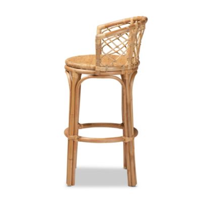 Orchard Modern Bohemian Natural Brown Rattan Bar Stool