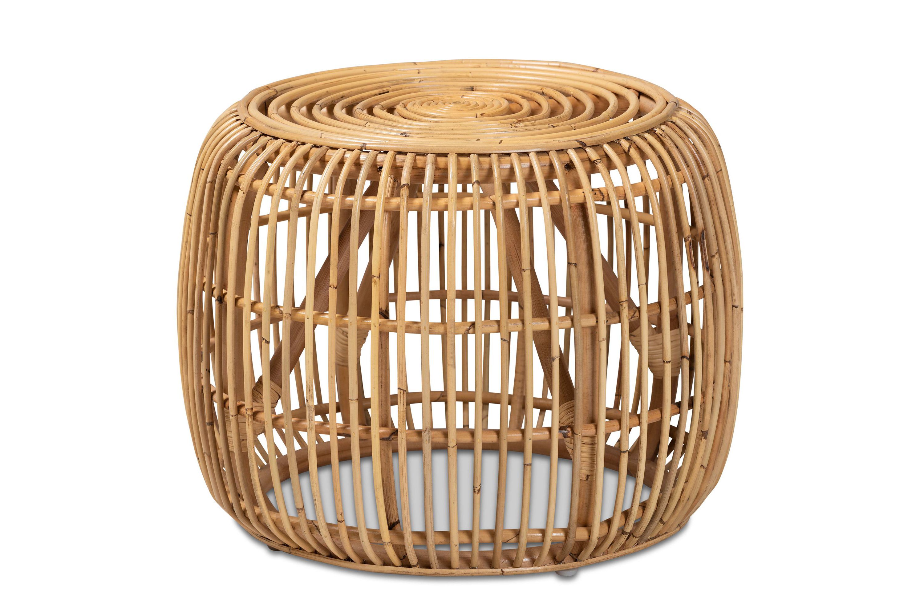 Maverick Modern Bohemian Natural Brown Rattan End table