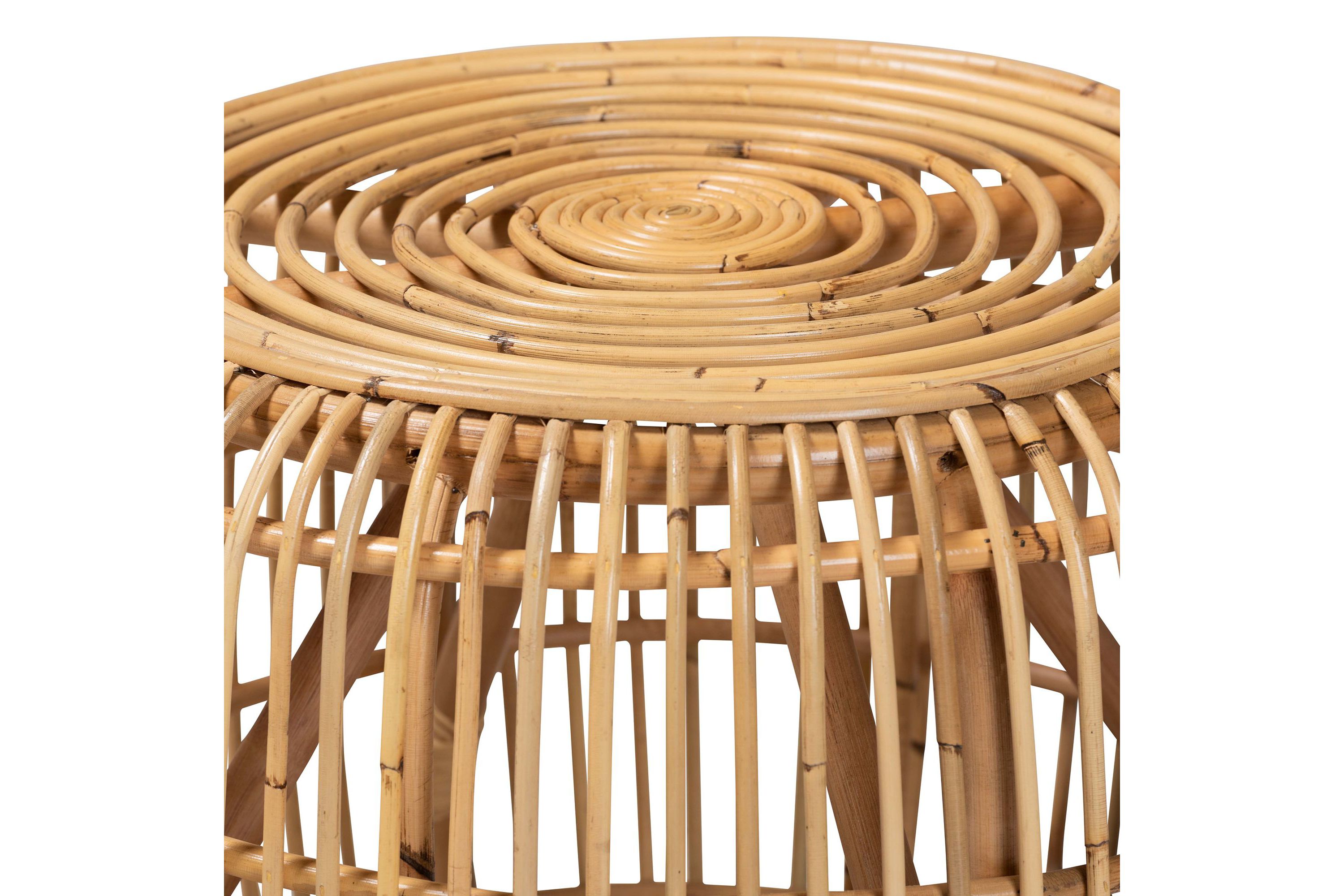 Maverick Modern Bohemian Natural Brown Rattan End table