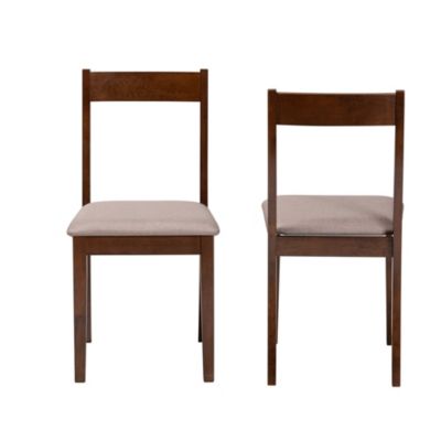 Carola Mid-Century Modern Warm Grey Fabric and Dark Brown Finished Wood Dining Chairs