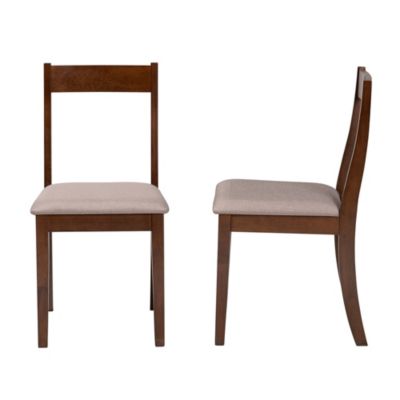 Carola Mid-Century Modern Warm Grey Fabric and Dark Brown Finished Wood Dining Chairs