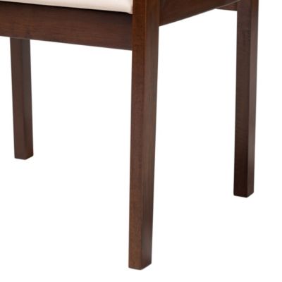 Helene Mid-Century Modern Cream Fabric and Dark Brown Finished Wood Dining Chairs