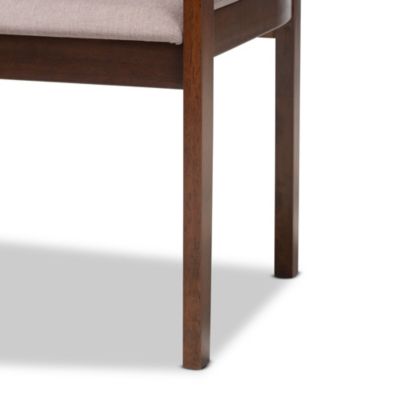 Helene Mid-Century Modern Warm Grey Fabric and Dark Brown Finished Wood Dining Chairs