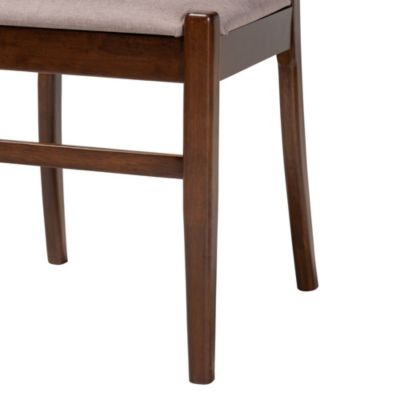 Delphina Mid-Century Modern Warm Grey Fabric and Dark Brown Finished Wood Dining Chairs