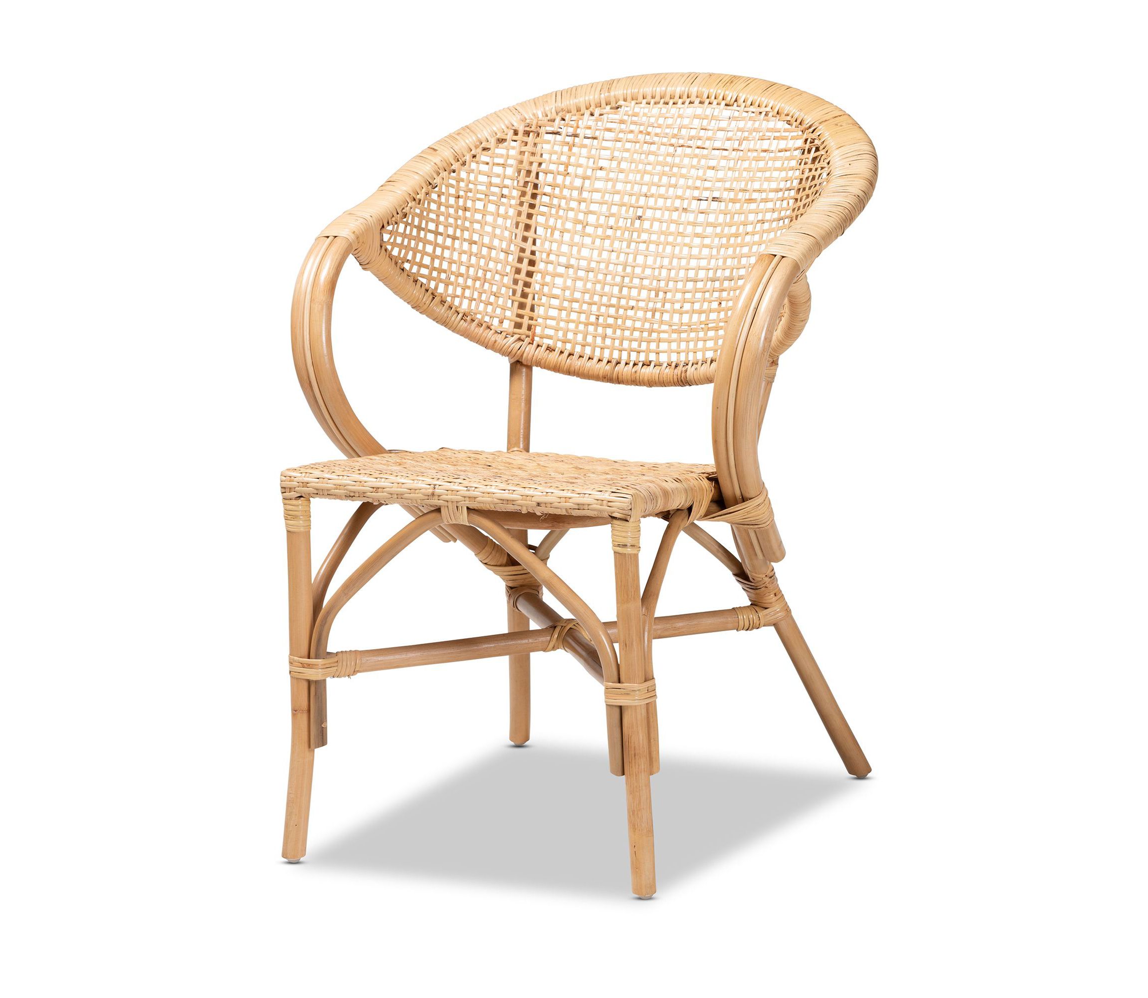 Varick Modern Bohemian Natural Brown Finished Rattan Dining Chairs