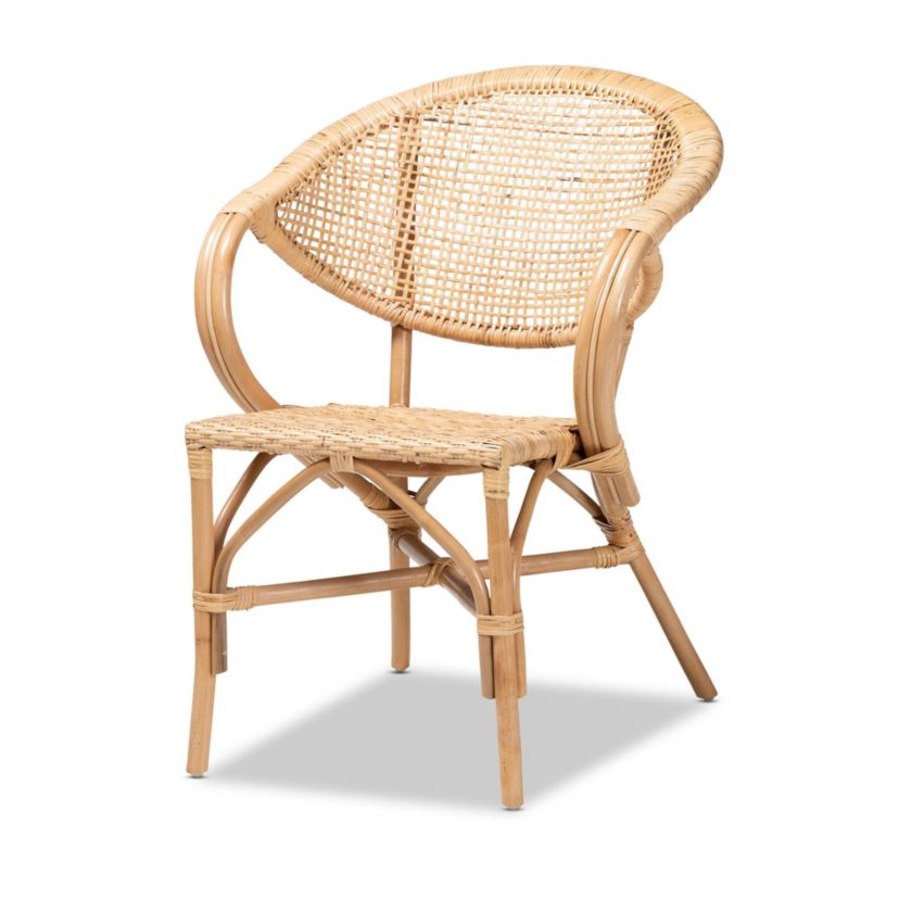 Varick Modern Bohemian Natural Brown Finished Rattan Dining Chairs