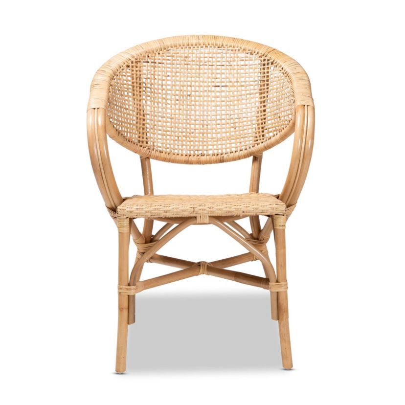 Varick Modern Bohemian Natural Brown Finished Rattan Dining Chairs