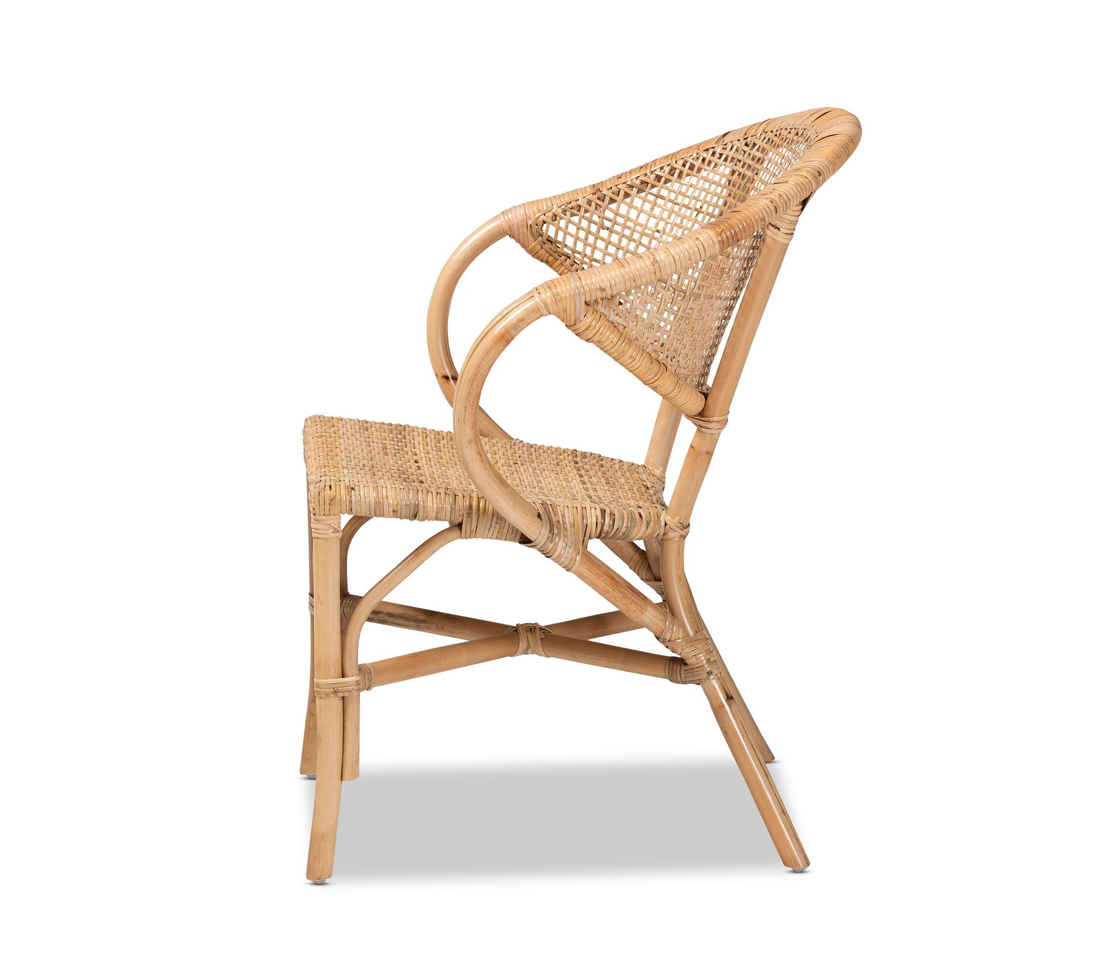 Varick Modern Bohemian Natural Brown Finished Rattan Dining Chairs