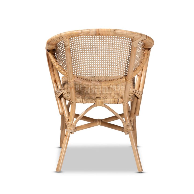 Varick Modern Bohemian Natural Brown Finished Rattan Dining Chairs