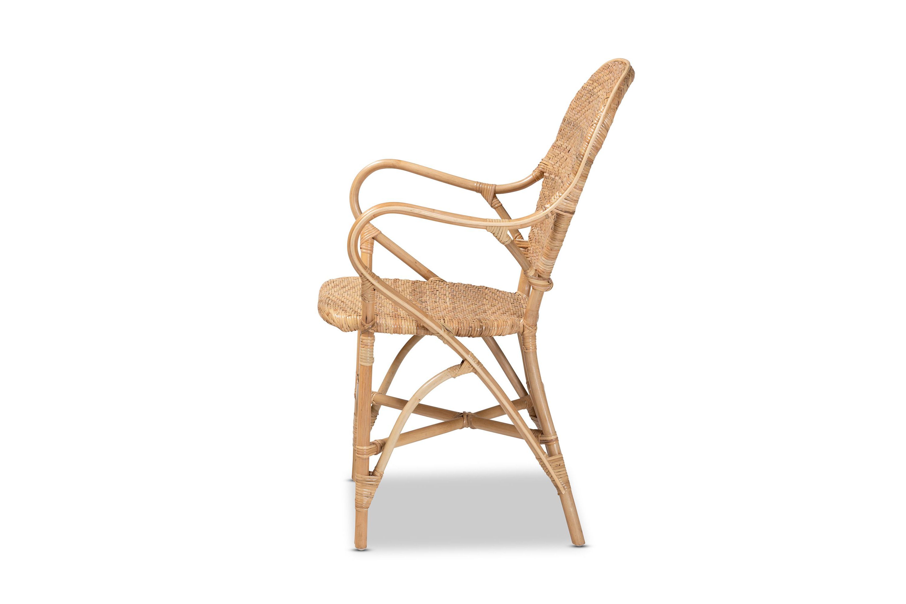 Genna Modern Bohemian Natural Brown Finished Rattan Dining Chairs