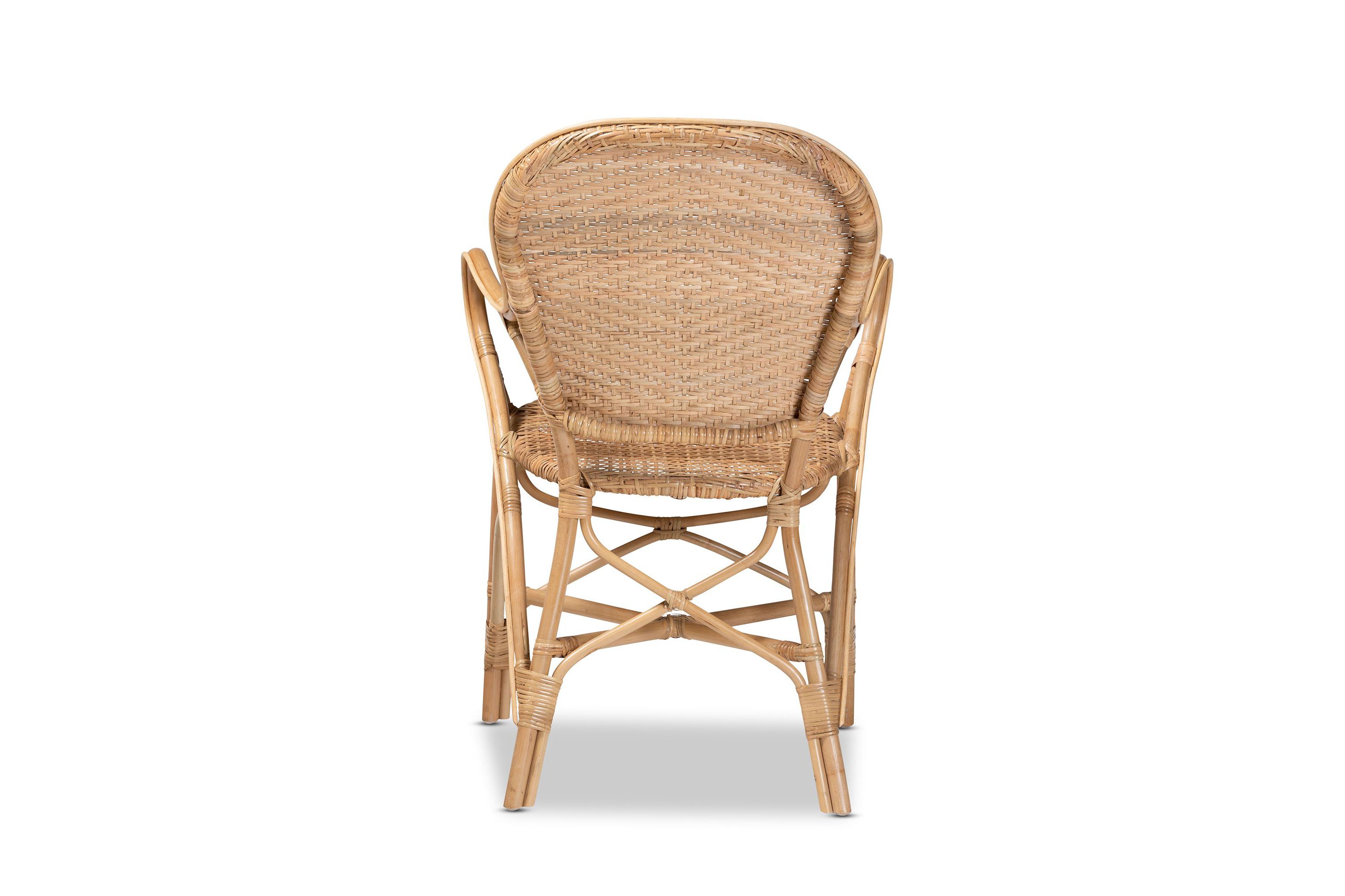 Genna Modern Bohemian Natural Brown Finished Rattan Dining Chairs