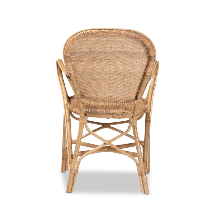 Genna Modern Bohemian Natural Brown Finished Rattan Dining Chairs