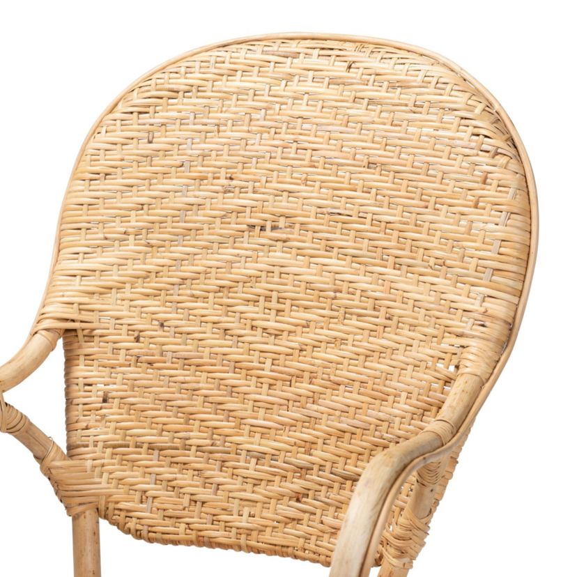 Genna Modern Bohemian Natural Brown Finished Rattan Dining Chairs